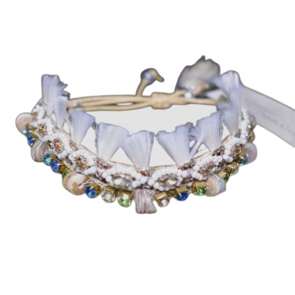 Deepa Gurnani Handmade Cotton Bracelet Boho Beaded India Ethnic Statement - Picture 1 of 15